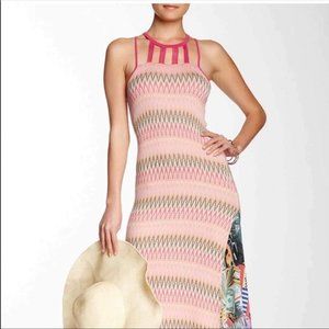 Aratta Silent Journey coral chevron print rayon knit maxi dress